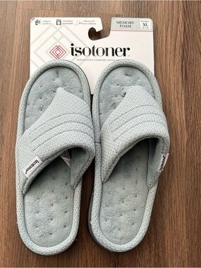 Isotoner Memory Foam Slide Slippers Blue Fog
Women’s XL 9.5-10